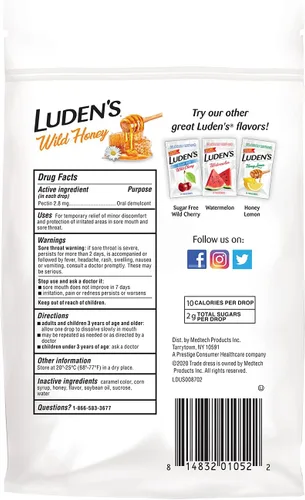 Vista 9 de Luden's Gotas para la garganta deliciosamente relajantes, sabor a miel silvestre, 30