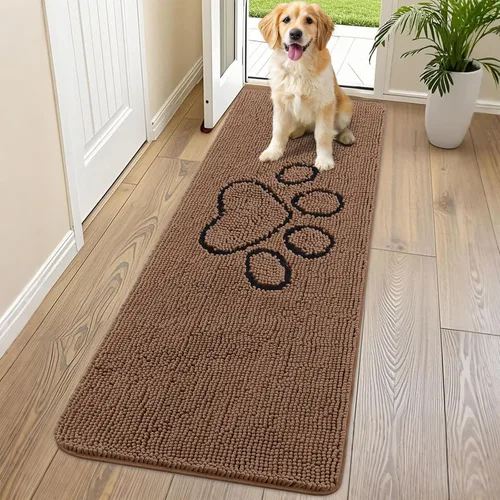 Vista 178 de Smiry Tapete para puerta de perro para patas fangosas, absorbente y Gris y negro