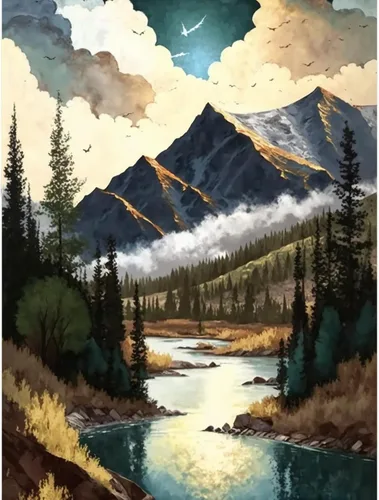 Vista 11 de CoHraeu Kit de pintura de diamantes para gatos, kits de arte de diamantes de paisaje para adultos, gato con diamantes redondos para regalo