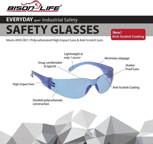 Vista 6 de Lentes de seguridad con protección envolvente resistente a arañazos, lente de policarbonato resistente a impactos ANSI Z87.1 Scratch & Impact