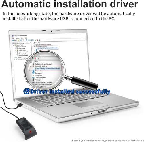 Vista 6 de Lector de huellas dactilares USB JIAN BOLAND para Windows Windows Hello & 10/11, instalación automática del controlador, cable de 5 pies, inicio