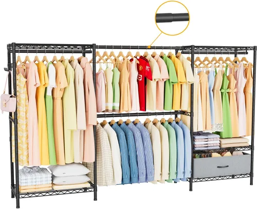 Vista 14 de Golpart Perchero resistente con estantes ajustables para ropa Negro