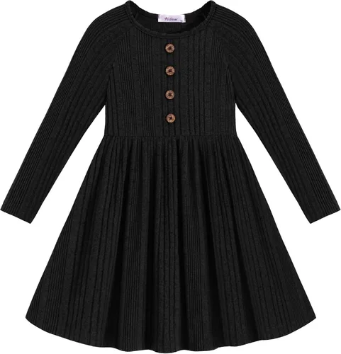 Vista 10 de Arshiner Suéter de manga larga para niñas pequeñas, vestidos de otoño e Verde
