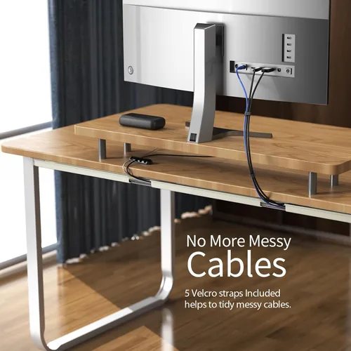 Vista 4 de Delamu Paquete de 2 organizadores de cables debajo del escritorio, organización de cables ordenada segura debajo de los escritorios para oficina