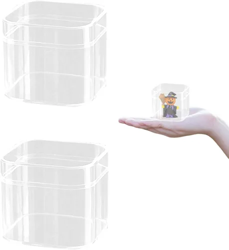 Vista 18 de KissYou Caja pequeña de acrílico con tapa transparente para dulces, cajas para exhibición, decoración de fiesta, plástico, cuadrado, cubo