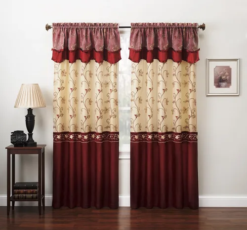 Vista 6 de Juego de cortinas bordadas de la colección Fancy, con respaldo y cenefa