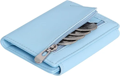 Vista 2 de VOCUS Billetera pequeña para mujer, con bloqueo RFID, de piel sintética, tarjetero, mini bolso compacto plegable con bolsillo para monedas