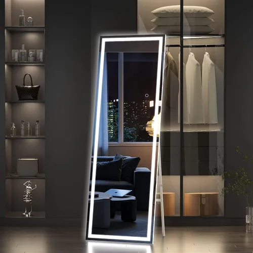 Vista 7 de Hasipu - Espejo de cuerpo entero con luces, 56 x 16 pulgadas, espejo de pie con led para montaje en pared para sala de estar, dormitorio