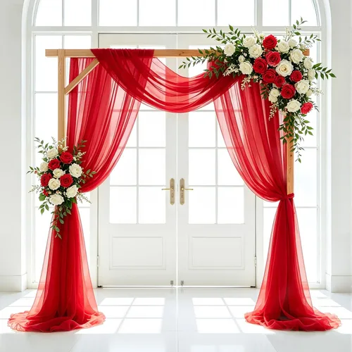 Vista 11 de FUHSY Tela de Drapeado Dorada para Arco de Boda 20 PIES 1 Panel Tela de Gasa Cortinas de Tela para Telón de Fondo de Arco de Boda Cortinas de Techo