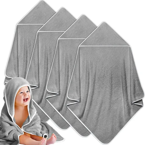 Vista 15 de Reginary Paquete de 4 toallas con capucha para bebé, toallas de baño de forro polar coral para bebé, 30 x 30 pulgadas, suaves y absorbentes, manta