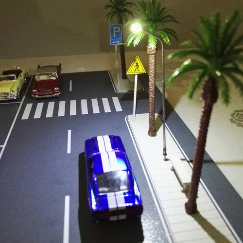 Vista 3 de Diorama 1/64 Coche Garaje Modelo LED Iluminación Estacionamiento Coche Ciudad Carretera Escena Modelo Juguete