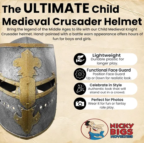 Vista 2 de Nicky Bigs Novelties - Casco cruzado para niños, accesorios de peltre para disfraz