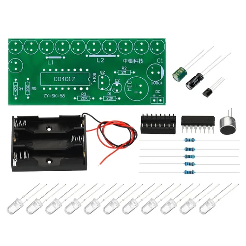 Vista 6 de PATIKIL Tablero de práctica de soldadura, 1 juego de electrónica prototipo placa PCB circuito de soldadura DIY control de voz LED luz