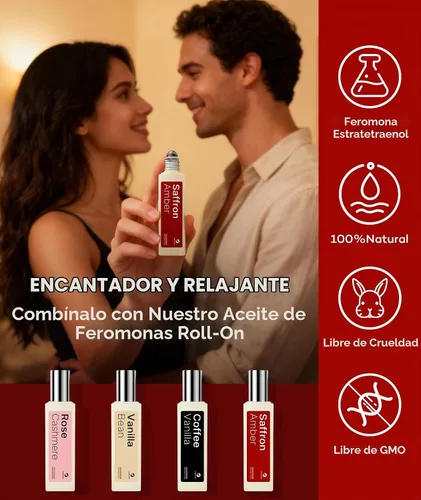 Vista 3 de purefittech Aceite de perfume de feromonas para mujeres, aceite de perfume de feromonas de larga duración con fragancia de ámbar azafrán, 0.68 onzas