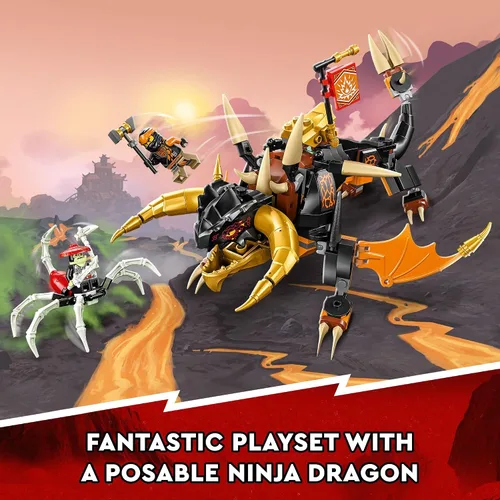 Vista 3 de LEGO NINJAGO Cole’s Earth Dragon EVO 71782, Figura de juguete de acción actualizable para niños y niñas con criatura Escorpión de batalla y 2