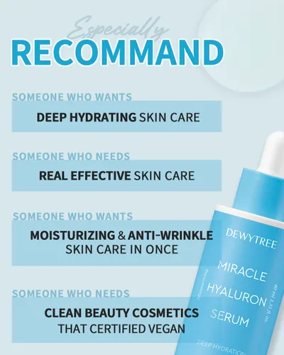 Vista 6 de DEWYTREE Miracle Hyaluron Serum Suero de ácido hialurónico para la cara Hidratante facial, reparación de barrera cutánea, minimizador de poros