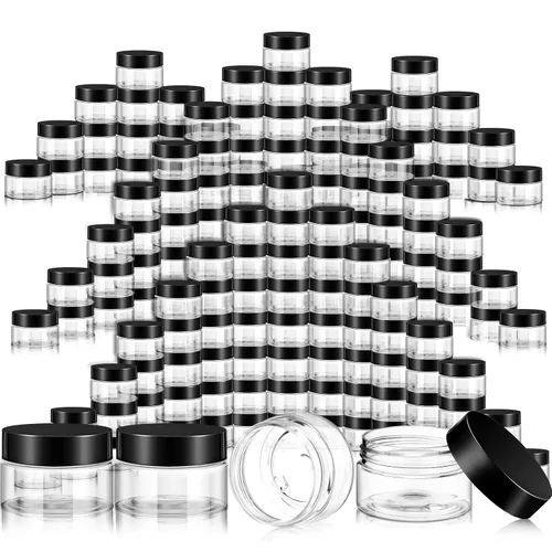 Vista 7 de 200 Piezas Frascos de Contenedores de Plástico Vacíos a Granel de 1 oz con Tapa a Prueba de Fugas Frascos de Plástico Redondos Pequeños Contenedores