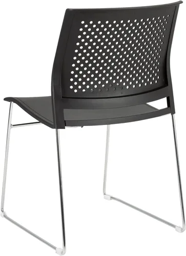 Vista 11 de Norwood Silla apilable de oficina con base de trineo cromado, con respaldo perforado (paquete de 5)