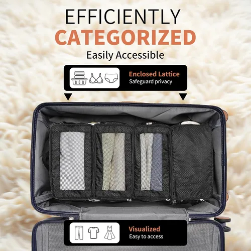 Vista 3 de Organizador de maleta, organizador de bolsas de viaje para equipaje de compresión para colgar cubos de equipaje para viajes, llevar en el armario
