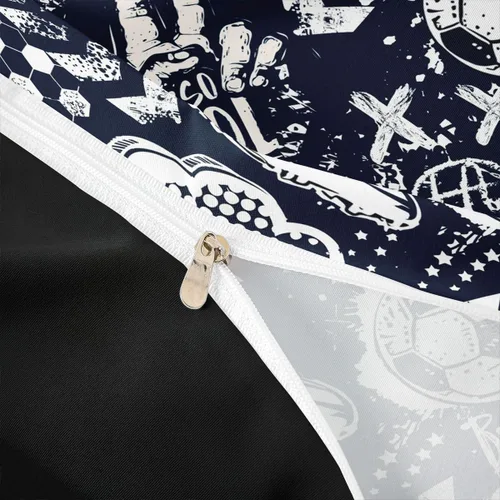Vista 6 de Erosebridal Funda de edredón para niños, tamaño individual, funda de edredón de fútbol para jugadores, juego de ropa de cama con grafiti fresco