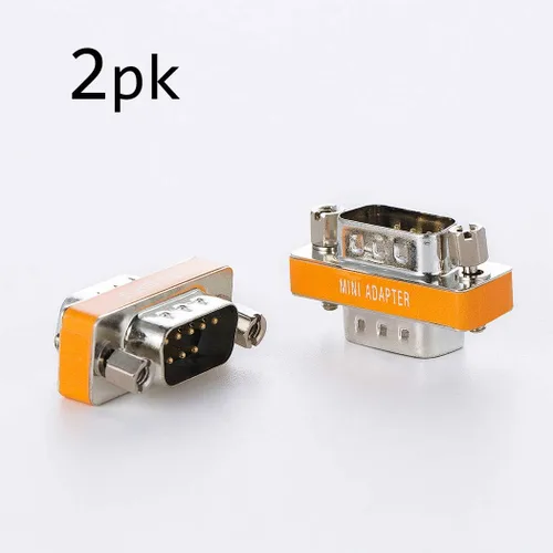 Vista 2 de Adaptador de módem nulo DB9 macho a macho Slimline Data Transfer Serial Port Adapter 2 Pack