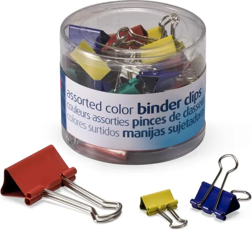 Vista 18 de Officemate Clips pequeños para carpeta, colores surtidos, 36 clips por tina (31028)