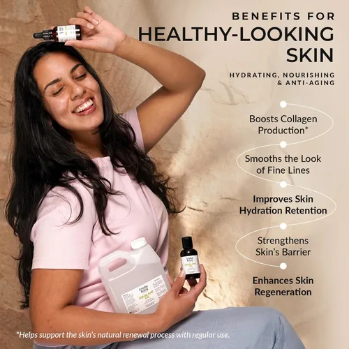Vista 4 de Aceite de escualano - Aceite facial 100% puro y natural derivado de plantas, botella de vidrio de 1 onza líquida y cuentagotas - Aceite hidratante