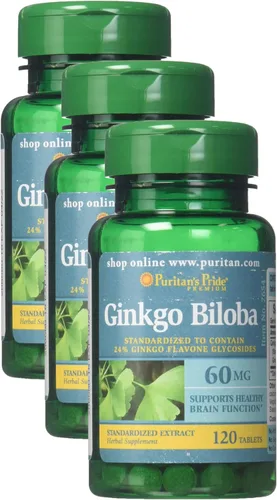 Vista 4 de Puritans Pride Ginkgo Biloba Extracto estandarizado de 60 mg comprimidos, 120