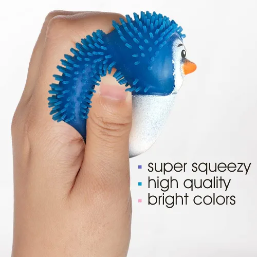 Vista 4 de ArtCreativity Pingüinos inflados, juego de 12, juguetes antiestrés para niños con picos de goma suave, juguetes para aliviar el estrés en varios
