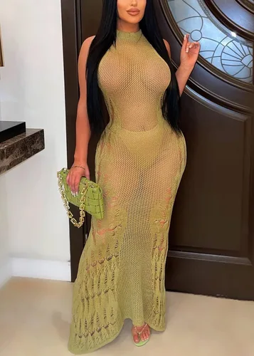 Vista 2 de Sofkiny Vestido largo y sexy para traje de baño para mujer, estilo casual, transparente, para traje de baño