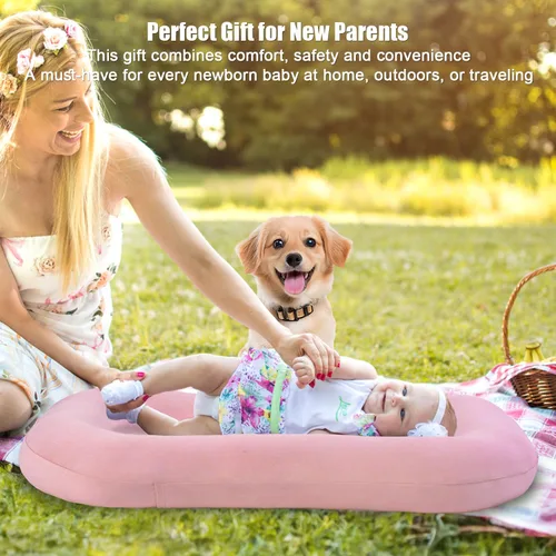 Vista 4 de Alfombrilla para el tiempo boca abajo, color azul Portable Infant Support Cushion With Removable Cover, Home & Travel, Soft Breathable, Supervised