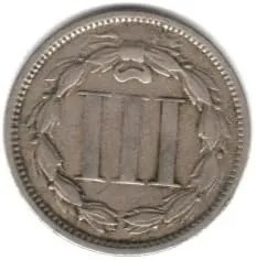 Vista 2 de Moneda de tres centavos de níquel 1866 de la era de la guerra civil