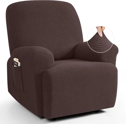Vista 47 de TAOCOCO Funda reclinable de 4 piezas, funda elástica para sofá reclinable de 4 piezas, funda reclinable con 1 asiento, protector de sofá suave