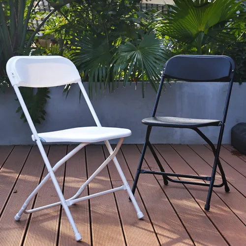 Vista 2 de Elevon - Silla plegable de plástico con capacidad de 500 libras, color negro, paquete de 4