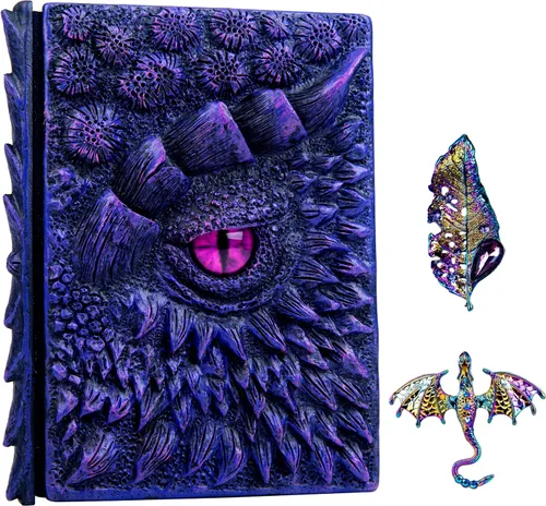 Vista 7 de Diario 3D en relieve de ojo de dragón en relieve, cuaderno grabado de resina, cuaderno Dnd para los amantes de los dragones, papel en blanco, bloc