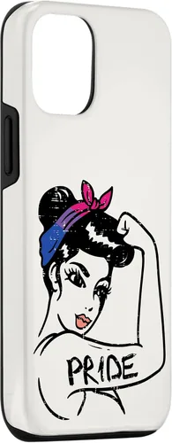 Vista 3 de Funda de regalo para iPhone 14 con bandera LGBTQ de orgullo bisexual e irrompible para mujer fuerte
