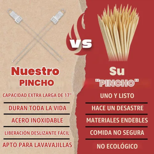 Vista 6 de BBQ-AID Brochetas extra largas de 17 pulgadas – Brochetas de metal para barbacoa de liberación rápida para Kabobs – Doble punta, acero inoxidable
