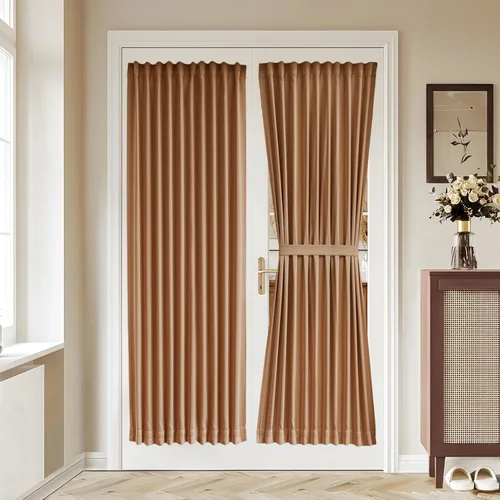 Vista 103 de Vatge Cortinas laterales autoadhesivas para puertas de cristal, sin taladro, extraíble, panel de filtrado de luz, 1 panel, 12 pulgadas de ancho x 60
