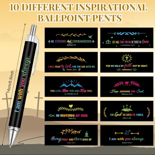 Vista 2 de Qeeenar 50 Piezas Bolígrafos de Punta de Bola con Versículos Bíblicos, Regalo Cristiano, Cosas de Citas Inspiradoras Divertidas, Bolígrafos de Punta