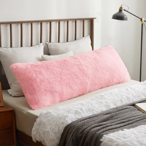 Vista 16 de XeGe Funda de Almohada Corporal de Felpa Suave, 20x54 Funda de Almohada Corporal Grande y Esponjosa, Boho de Piel Sintética Difusa Funda de Almohada