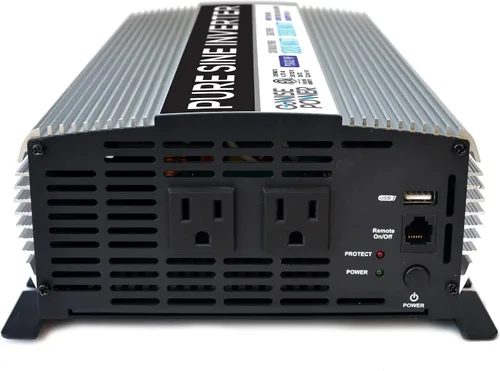 Vista 4 de GoWISE Power - Inversor de onda sinusoidal pura de 1000 W, 12 V CC a 120 V CA con 2 salidas de CA + 1 puerto USB de 5 V, 2 cables de batería e