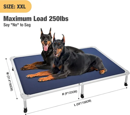 Vista 83 de Veehoo Cama elevada para perros a prueba de mordidas - Cuna elevada refrescante para mascotas - Marco de aluminio plateado y tela de malla