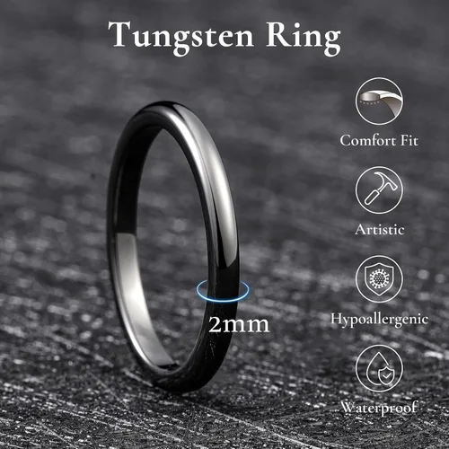Vista 117 de King Will Alianza de boda de carburo de tungsteno para hombres y mujeres, anillos de promesa para parejas abovedados de alto pulido