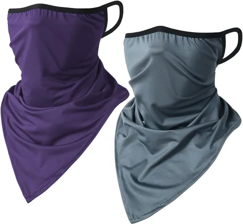 Vista 9 de CORIRESHA Polaina para el cuello de 2 piezas para mujer con trabillas para las orejas, cubierta de pasamontañas, protección contra el polvo y el sol