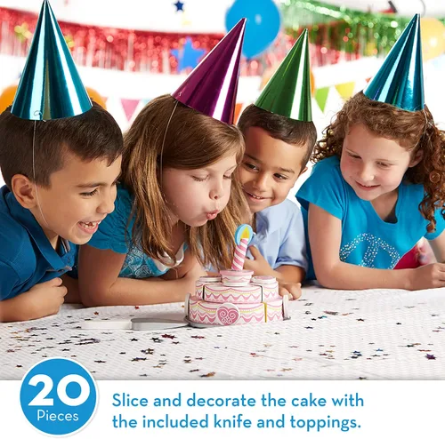 Vista 10 de Juguete de madera en forma de pastel de fiesta de tres capas Melissa & Doug, construcción robusta con pestañas autoadhesivas, gran regalo para niñas