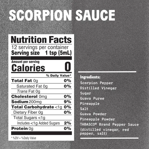 Vista 2 de TABASCO Brand Scorpion Sauce - Salsa picante intensa y ardiente, botella de vidrio, atrevida y picante, pimienta escorpión, mezcla de guayaba
