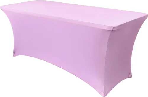 Vista 97 de Obstal Funda de mesa de elastano elástica de 4 pies para mesas plegables estándar, paquete de 2 manteles rectangulares universales ajustables