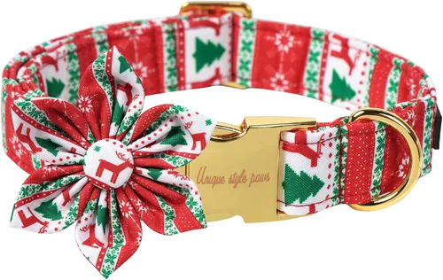 Vista 8 de Collar de perro de Halloween de estilo único con arco de flores de Unique Style Paws, collar de calabaza de algodón para perros pequeños, medianos