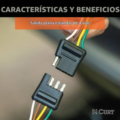 Vista 3 de CURT 58304 Arnés de cableado plano de 4 pines, cables laterales del vehículo y del lado del remolque de 12 pulgadas