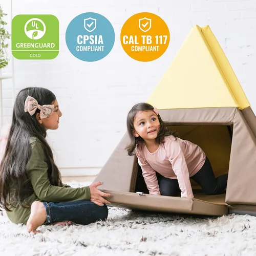 Vista 6 de ECR4Kids SoftZone - Tapete de juego para campamento, canoa y secadora, tapete de juego para niños, color chocolate/amarillo